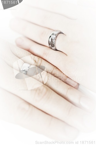 Image of Hands wearing wedding rings