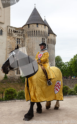 Image of Medieval Woman Horseback Riding