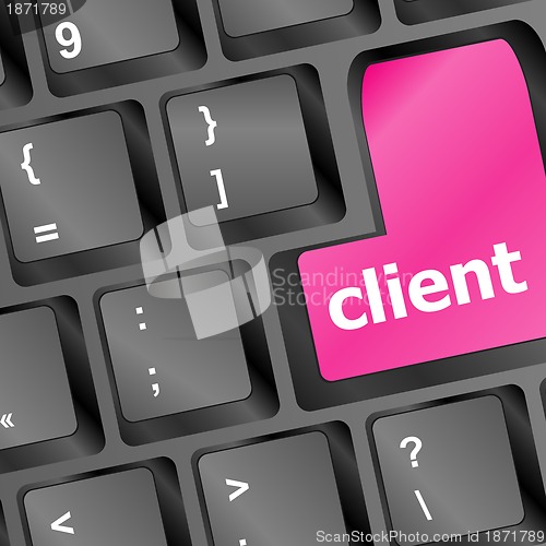Image of Client key in place of enter key - business concept