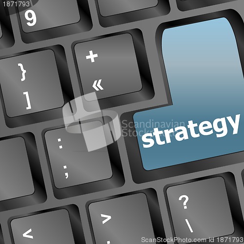 Image of Strategy text symbol on keyboard - business concept