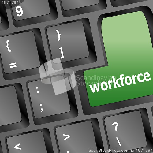 Image of Workforce keys on keyboard - business concept