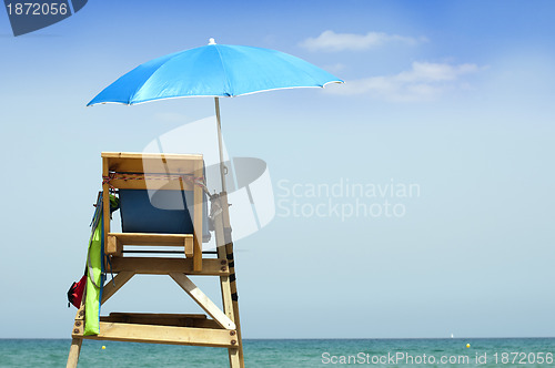 Image of lifeguard off duty, tower observation