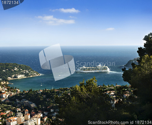 Image of Monaco and Monte Carlo. Big cruise ship