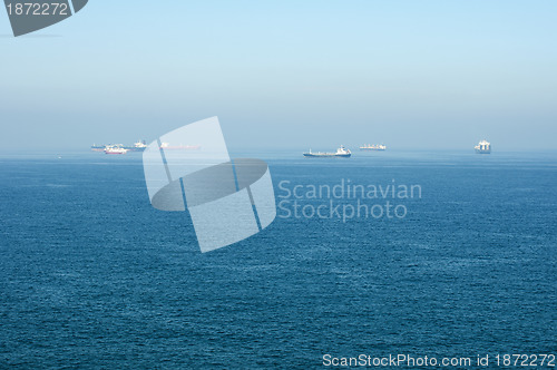 Image of Cargo ships at sea. 
