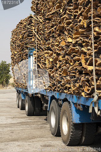 Image of Pieces of cork bark. Loaded on truck