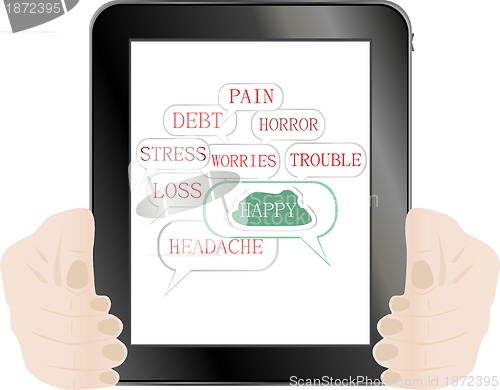 Image of Hands holding digital tablet pc. Vector illustration