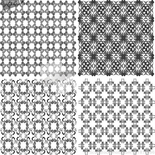 Image of vector hand drawn seamless eastern floral patterns, monochrome