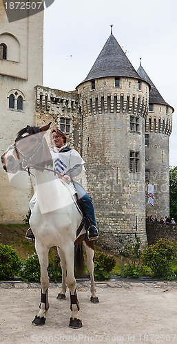 Image of Medieval Woman Riding a Horse 