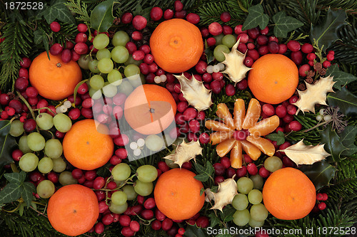 Image of Christmas Fruit Background