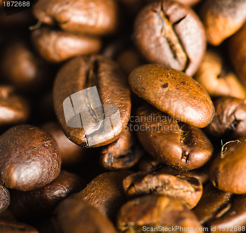 Image of Roasted coffee beans, close-up