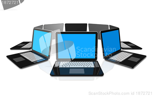 Image of Black laptop computers isolated on white