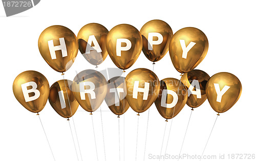 Image of Gold Happy Birthday balloons