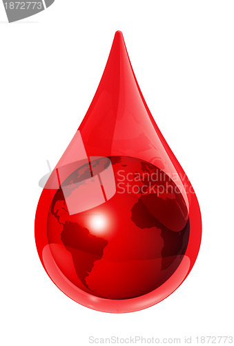 Image of Earth globe in a blood drop