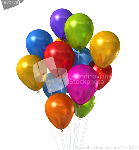 Image of multi colored balloons group isolated on white