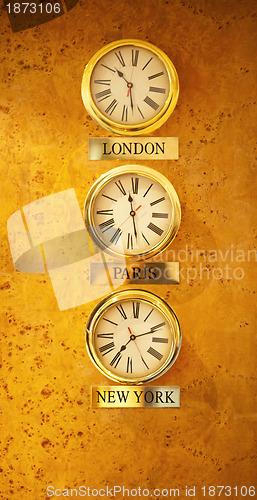 Image of World clock at the reception wall