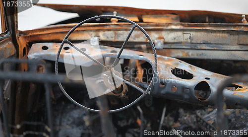 Image of car cockpit after fire