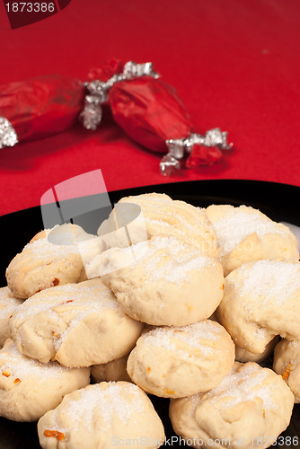 Image of Polvorones on red tablecloth