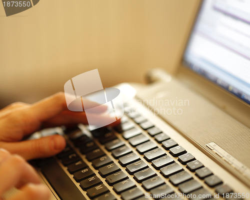 Image of Young woman working on laptop