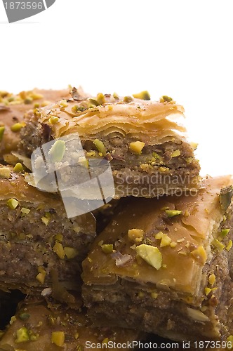 Image of Baklava. Traditional middle east sweet desert isolated on the wh