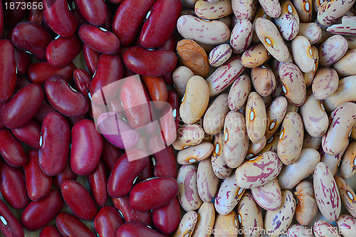 Image of Close-up dry white and red beans