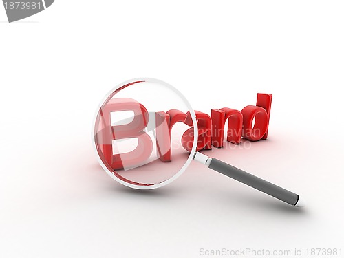 Image of The word Brand under a magnifying glass illustrating marketing a