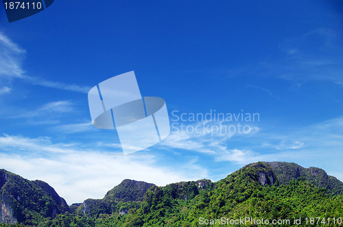 Image of Tropical Mountain with blue sky