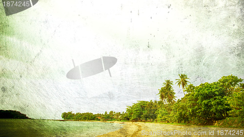 Image of Retro beach and blue sky for background
