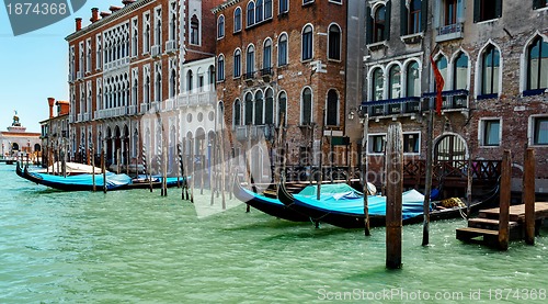 Image of gondolas in lagoon Venice Italy Grand canal 