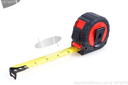 Image of measuring tape on white background