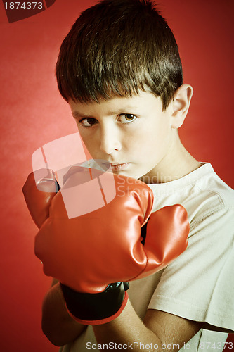 Image of young boy ready to box