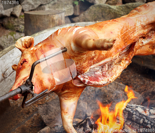 Image of Piglet on the grill in outdoor