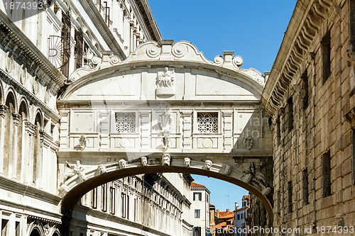 Image of Detail of architecture near bridge of sighs Venice 