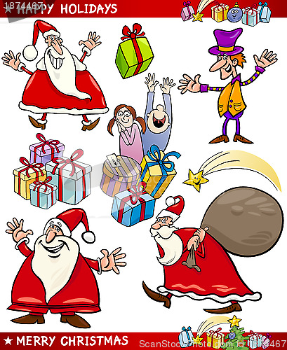 Image of Cartoon Set of Christmas Themes