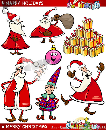 Image of Cartoon Set of Christmas Themes