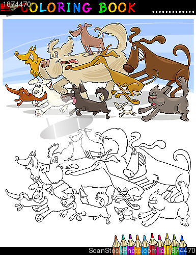 Image of Cartoon Dogs for Coloring Book or Page