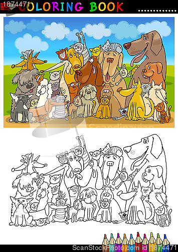 Image of Cartoon Dogs for Coloring Book or Page