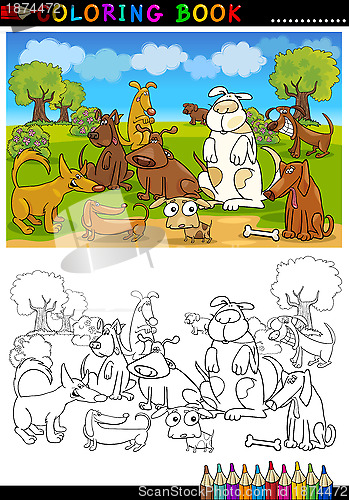 Image of Cartoon Dogs for Coloring Book or Page