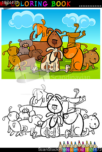 Image of Cartoon Dogs for Coloring Book or Page
