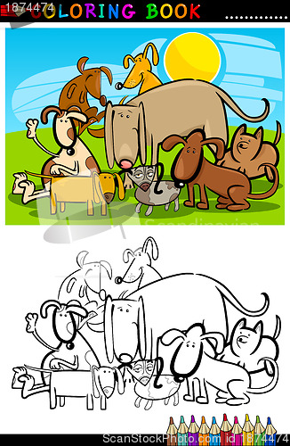 Image of Cartoon Dogs for Coloring Book or Page