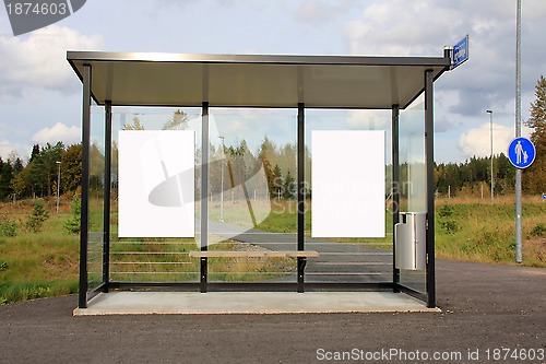 Image of Bus Stop Shelter with Two Blank Billboards