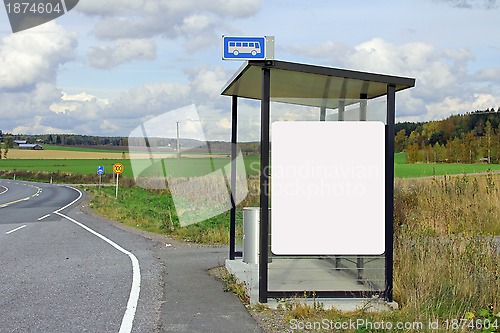 Image of Bus Stop Shelter with Blank Billboard