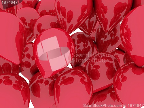 Image of A bunch of red balloons floating. 3d illustration isolated over 