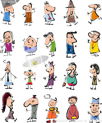 Image of doodle people cartoon set