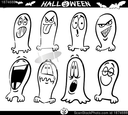 Image of Halloween Ghosts Emoticons for Coloring