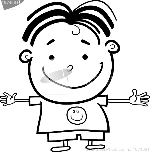 Image of Cute Little Happy Boy for Coloring