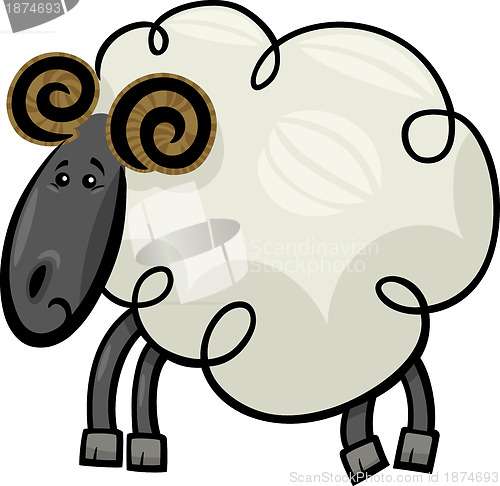 Image of Cartoon illustration of ram or sheep