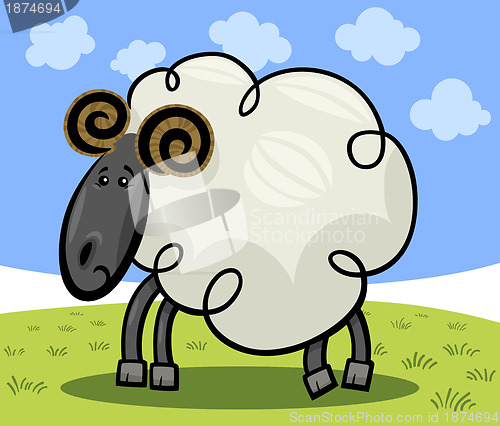 Image of Cartoon illustration of ram or sheep