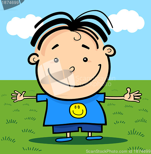 Image of Cartoon Cute Little Happy Boy