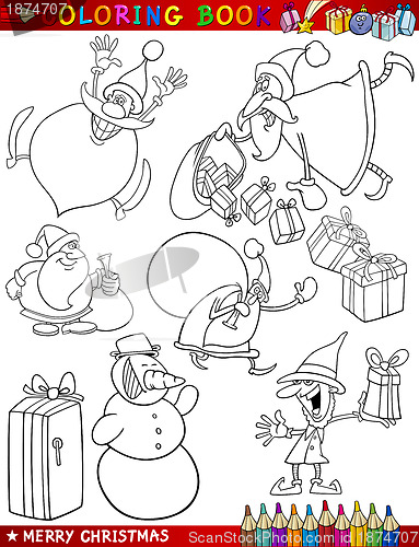 Image of Cartoon Christmas Themes for Coloring