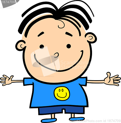 Image of Cartoon Cute Little Happy Boy